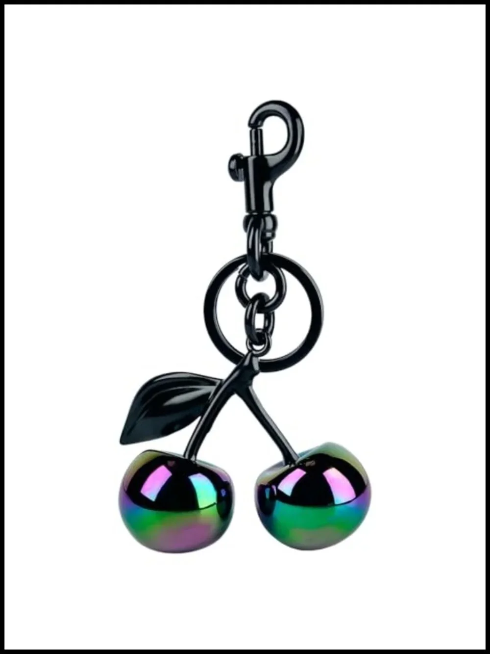 Cherry Bag Charm with Key Ring and Clip, Cute Resin and Metal Keychain for